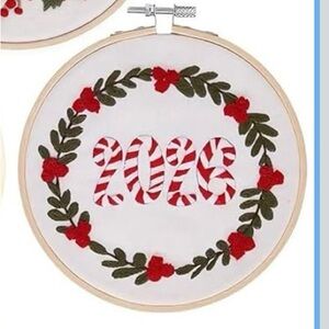 DIY Festive Embroidery Hoop Ornament with Red and Green Design